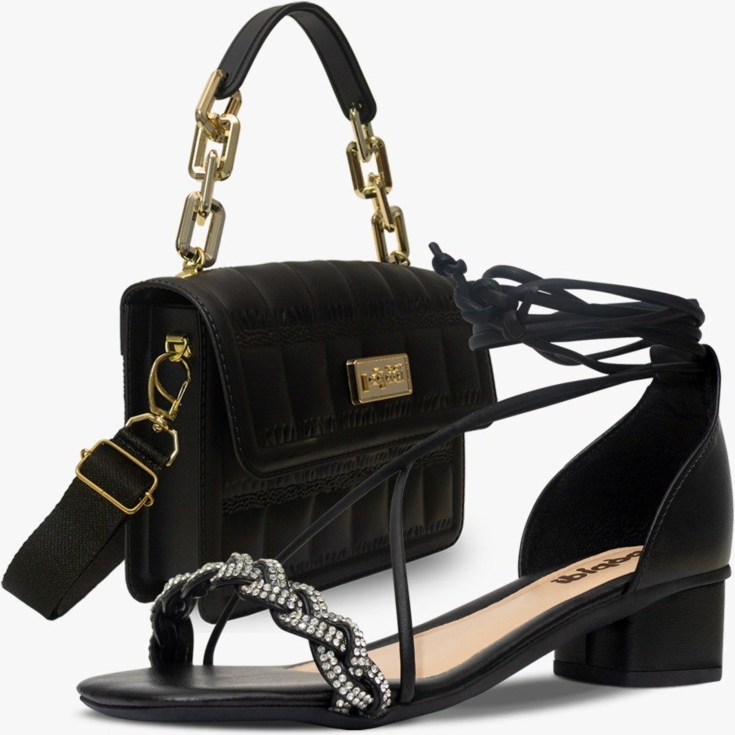 Imagem principal Infantil - Kit Bolsa e Sandália Social Menina Pópidi Saltinho Festa Juvenil preto Pópidí preto