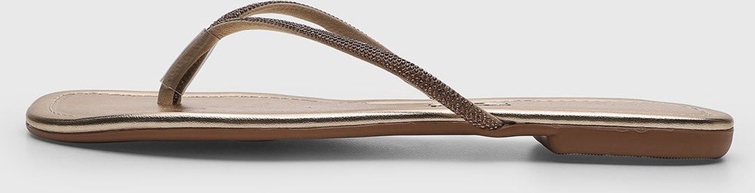 Rasteira Feminina Santa Lolla Tiras Microbrilhos Dourada