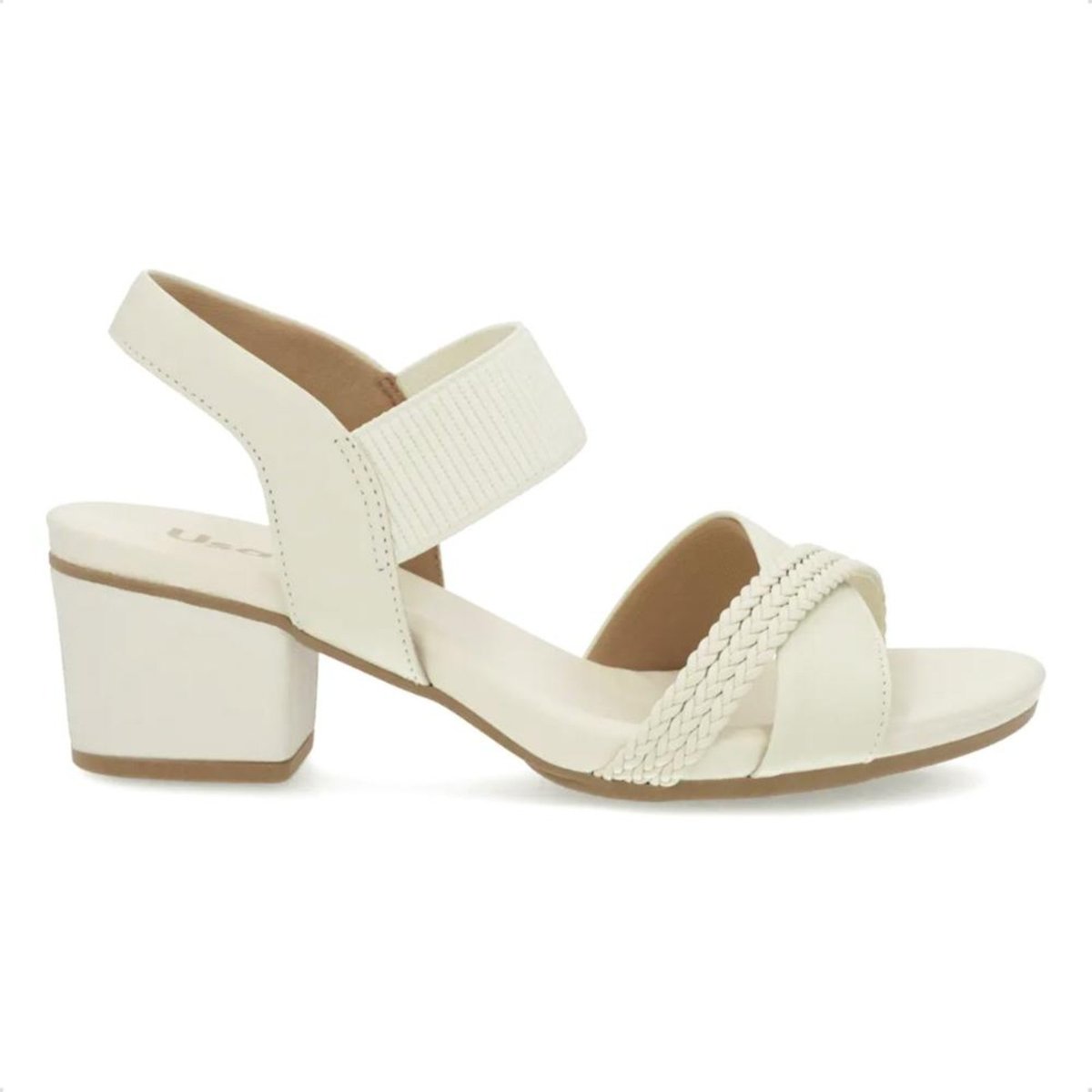 Imagem principal Sandália Usaflex Feminina Bico Redondo Couro Tira Trançada Casual AE32035 Off-white off-white white Usaflex off-white white