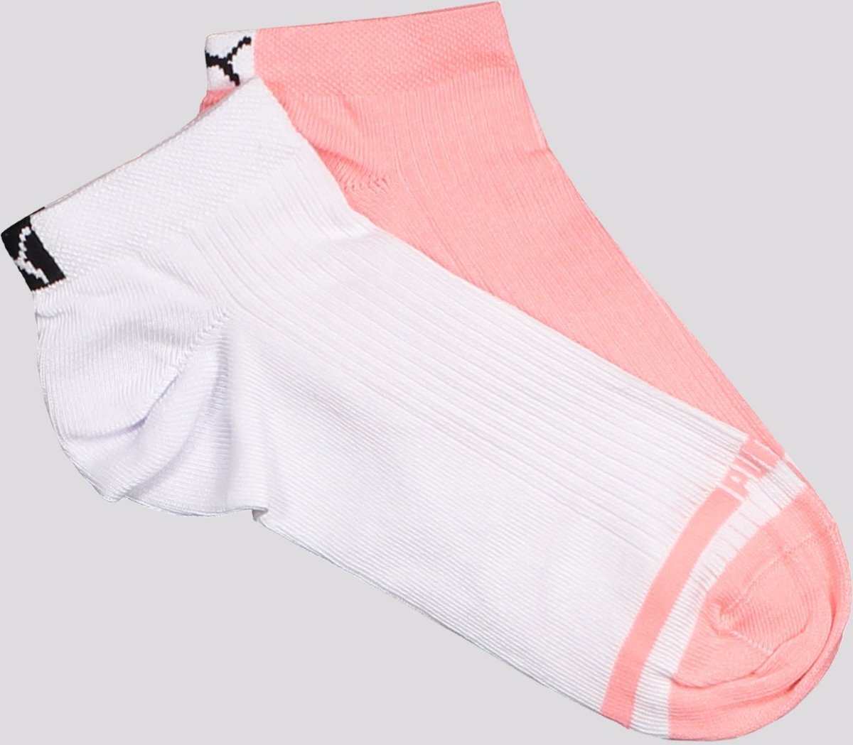 Kit Meia Puma Logo Sapatilha 2 Pares Feminina Branca e Rosa