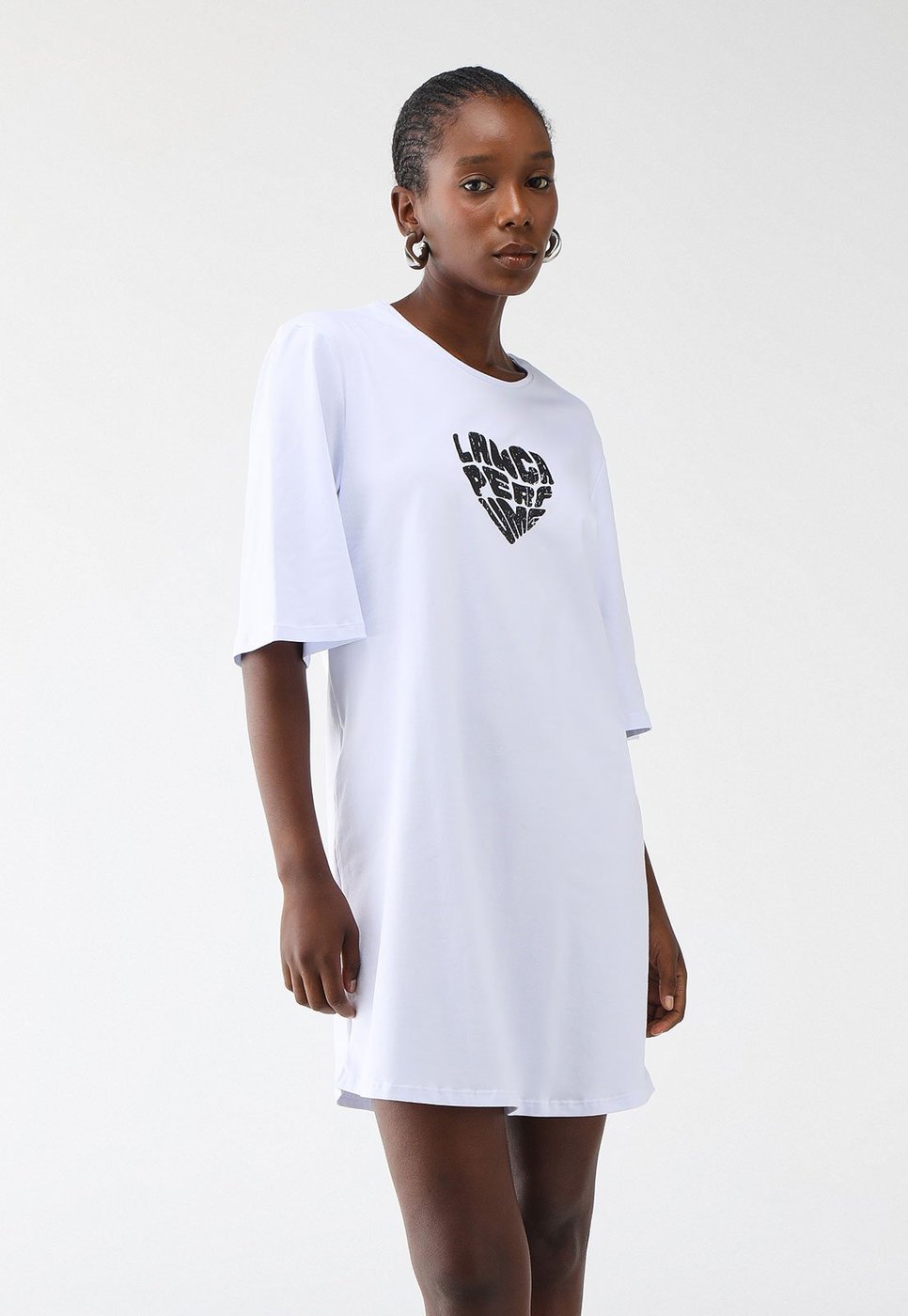 Vestido Lança Perfume Oversized Logo Branca