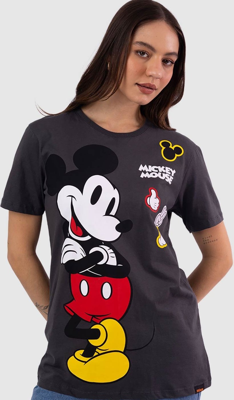 Imagem principal Camiseta Piticas Disney Mickey Mouse Stickers Chumbo cinza PITICAS cinza