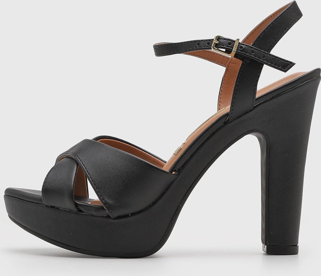 Imagem principal Sandália Feminina Vizzano Salto Grosso Tiras Cruzadas Preta preto VIZZANO preto