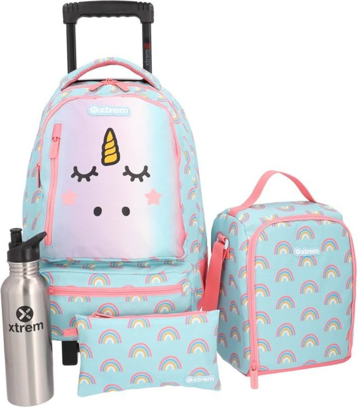 Infantil - Kit Escolar Xtrem 4 Peças Run Pack 295 Aqua Unicórnio Azul