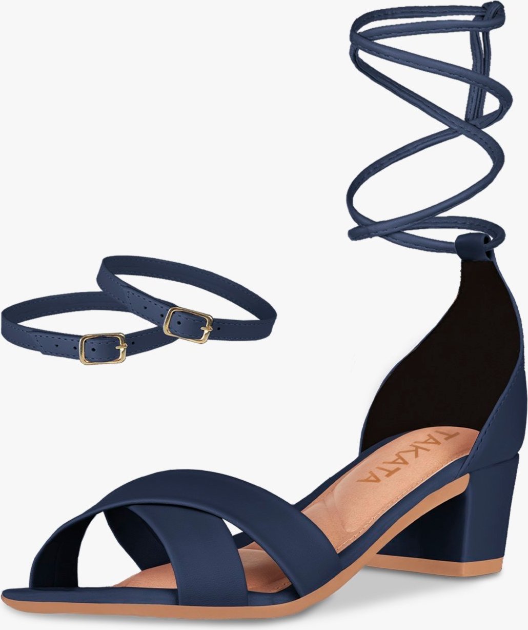 Imagem principal Sandalia Feminina Colorida Salto Baixo Grosso Amarração Marinho TAKATA BY RAFAEL TAKATA azul marinho TAKATA BY RAFAEL TAKATA azul marinho