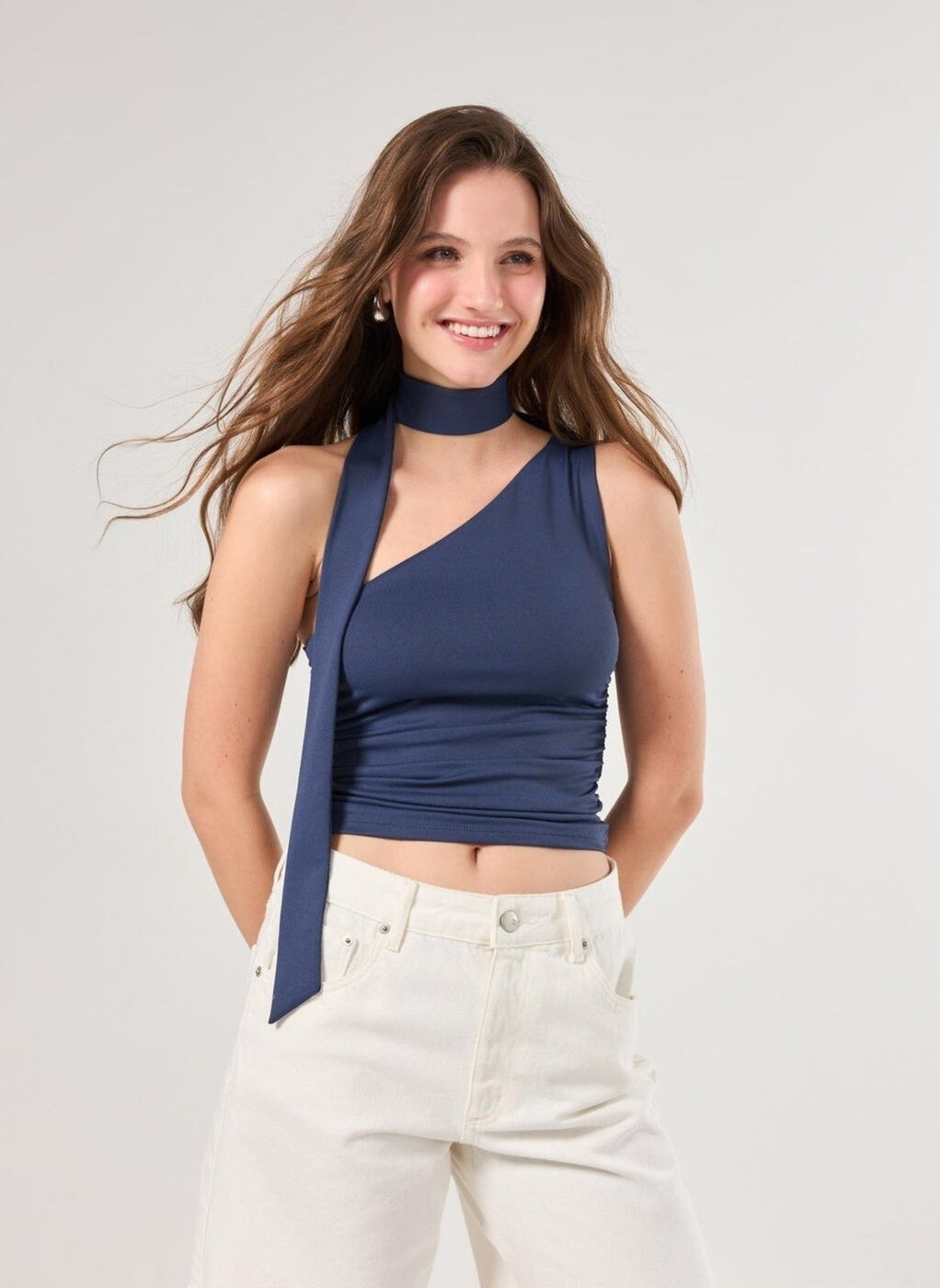 Imagem principal Blusa Poliamida Gravatinha Youcom azul marinho Youcom azul marinho