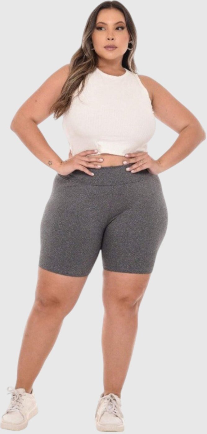 Imagem principal Short Legging D Bell Outlet Fashion Plus Size Cintura Alta Feminino Suplex Zero Transparência azul D BELL OUTLET FASHION azul