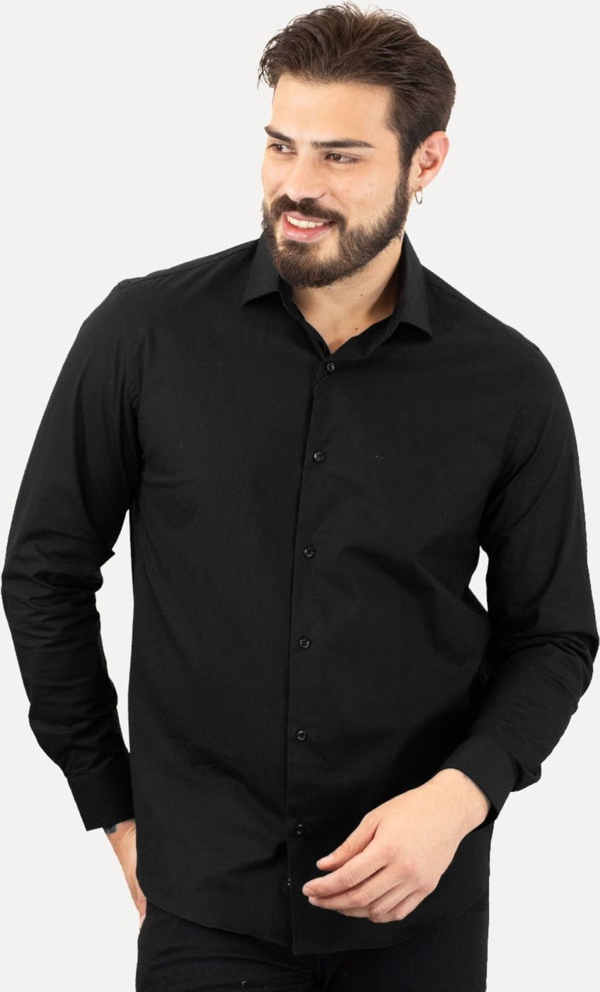 Imagem principal Camisa Aramis Masculina Regular Tricoline Liso Stretch Preta preto Aramis preto