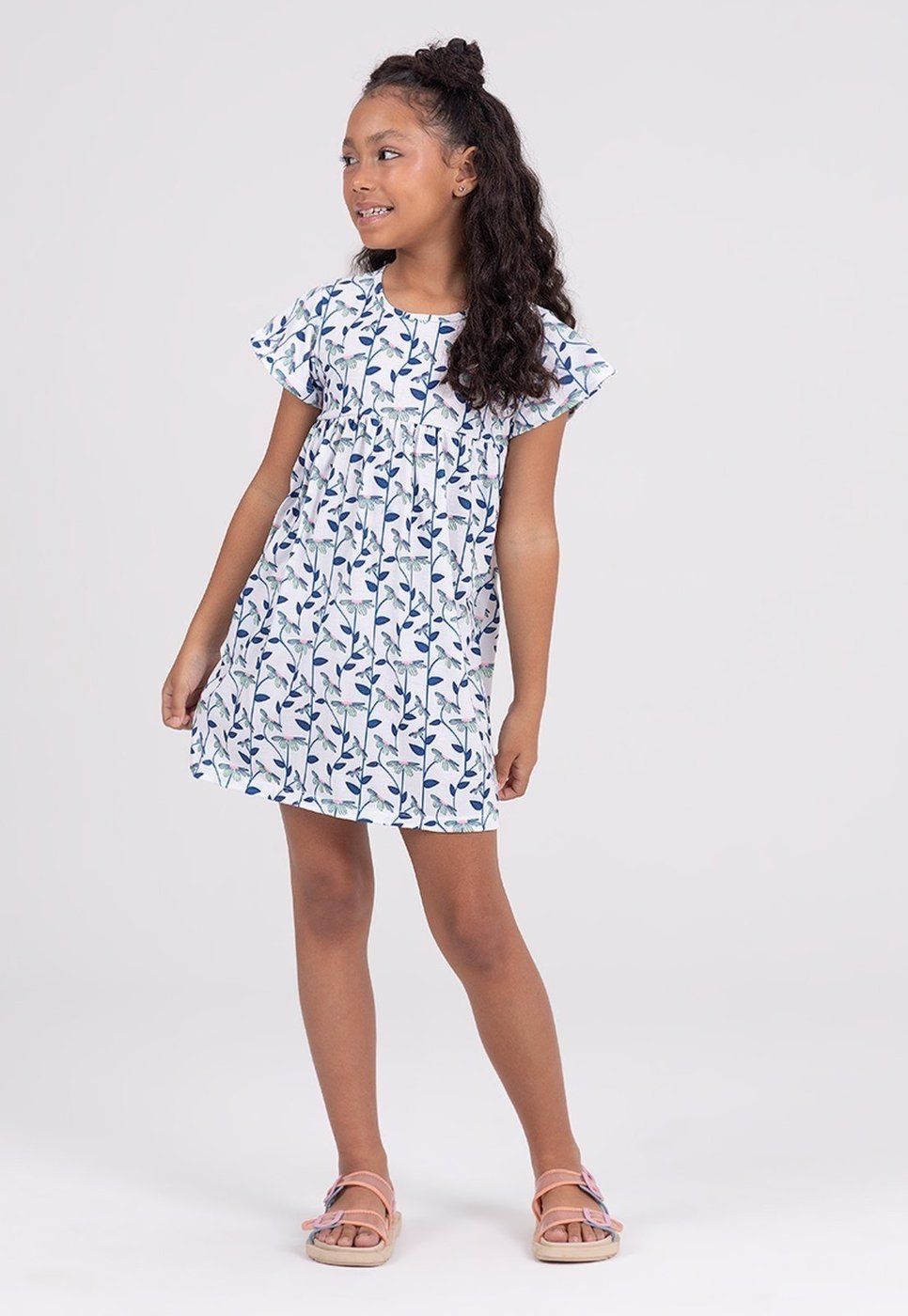 Imagem principal Infantil - Vestido Poliplex Evasê Margaridas VIDA COSTEIRA branco VIDA COSTEIRA branco