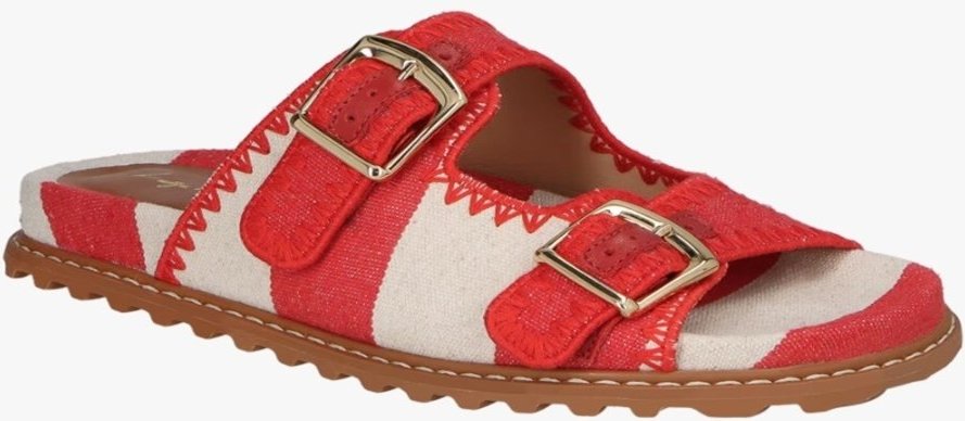 Imagem principal Sandália Luiza Barcelos Papete Listrada Com Fivela Dupla vermelho Luiza Barcelos vermelho