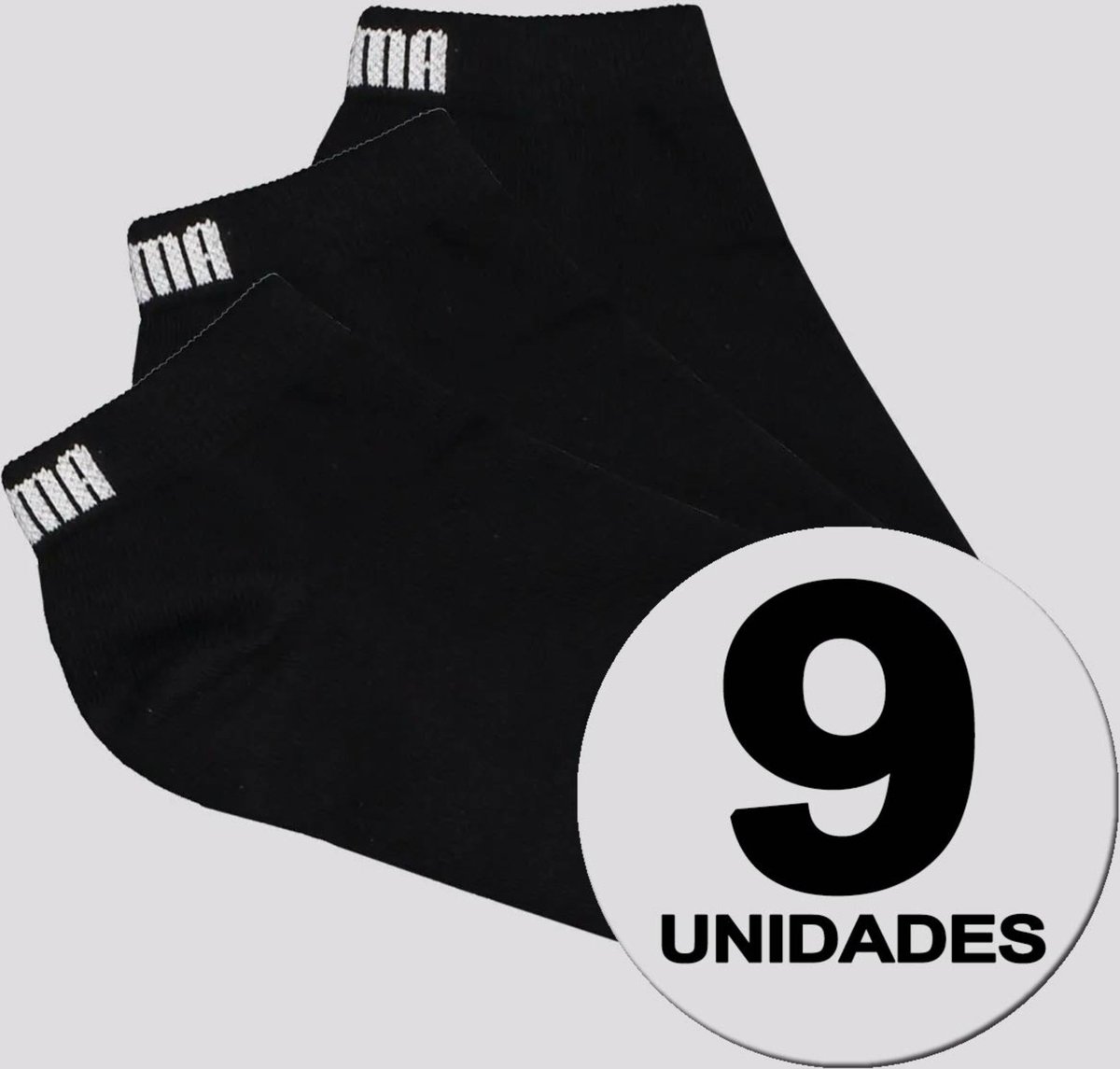 Kit Meia Puma Sapatilha 9 Pares Cano Curto Feminina Preta