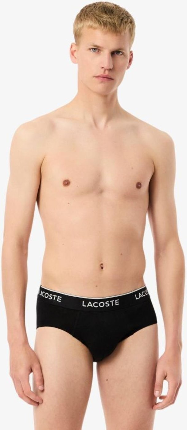 Imagem principal Pacote com 3 Cuecas Briefs Lisas de Algodão Lacoste preto Lacoste preto