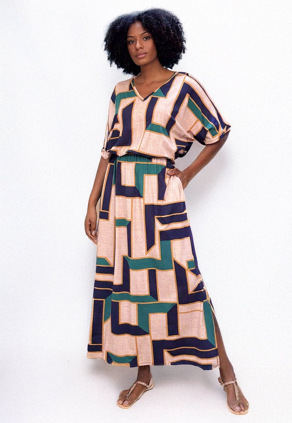 Vestido Longo Plano Estampa Chapada de Areia