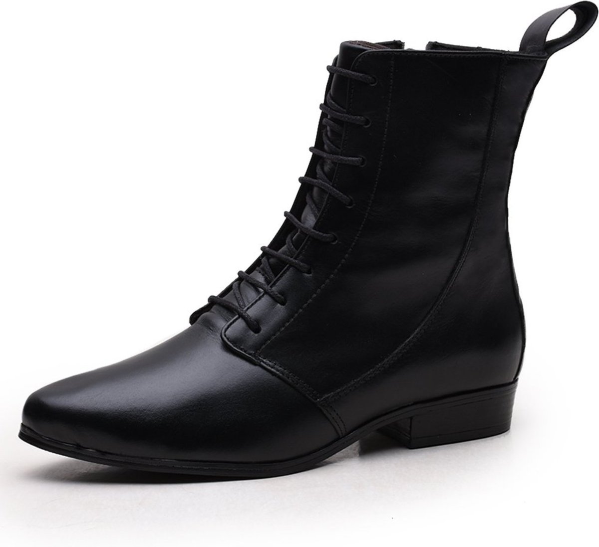 Imagem principal Bota Feminina Em Couro Cano médio Rangali Com Amarração Preta Madus preto Madus preto