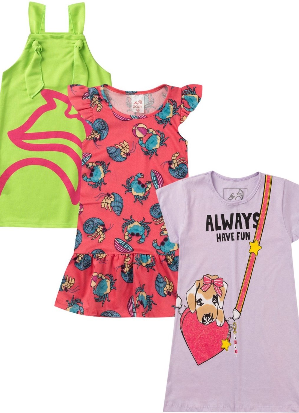 Imagem principal Infantil - Kit 3 Vestidos de Verão Menina - Babei Babei no Look unico