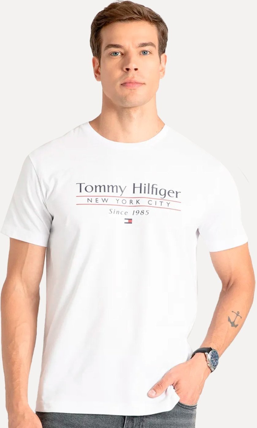 Imagem principal Camiseta Tommy Hilfiger Masculina Center Stack Branca branco Tommy Hilfiger branco