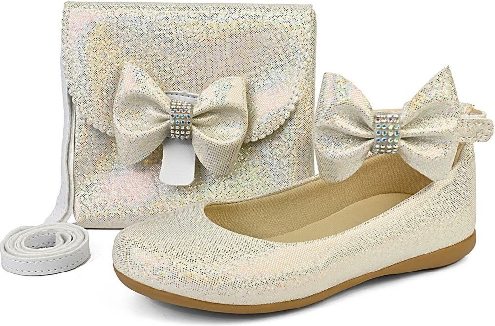 Imagem principal Infantil - Kit Sapatilha Menina Prata Com Brilho Antiderrapante Com Bolsa Conforto Festa Mzkid vermelho Mzkid vermelho