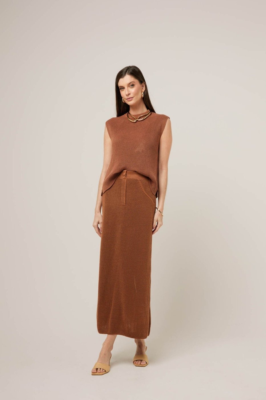 Conjunto Feminino Mariana Em Tricot Mascavo