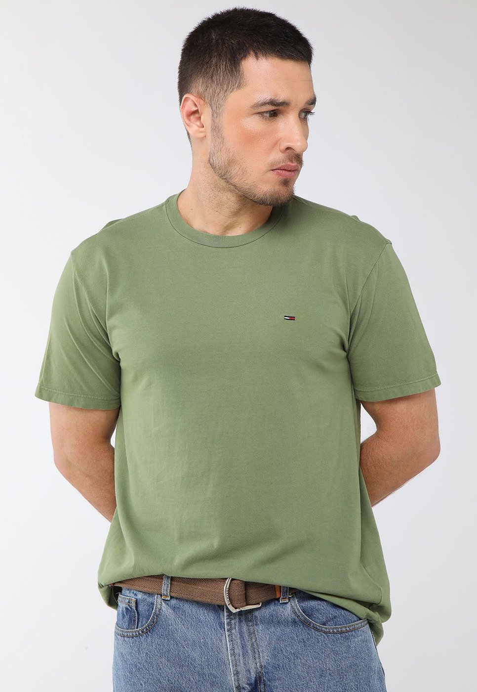 Imagem principal Camiseta Masculina Tommy Jeans TJM AB Jersey Tee Oliva verde Tommy Jeans verde