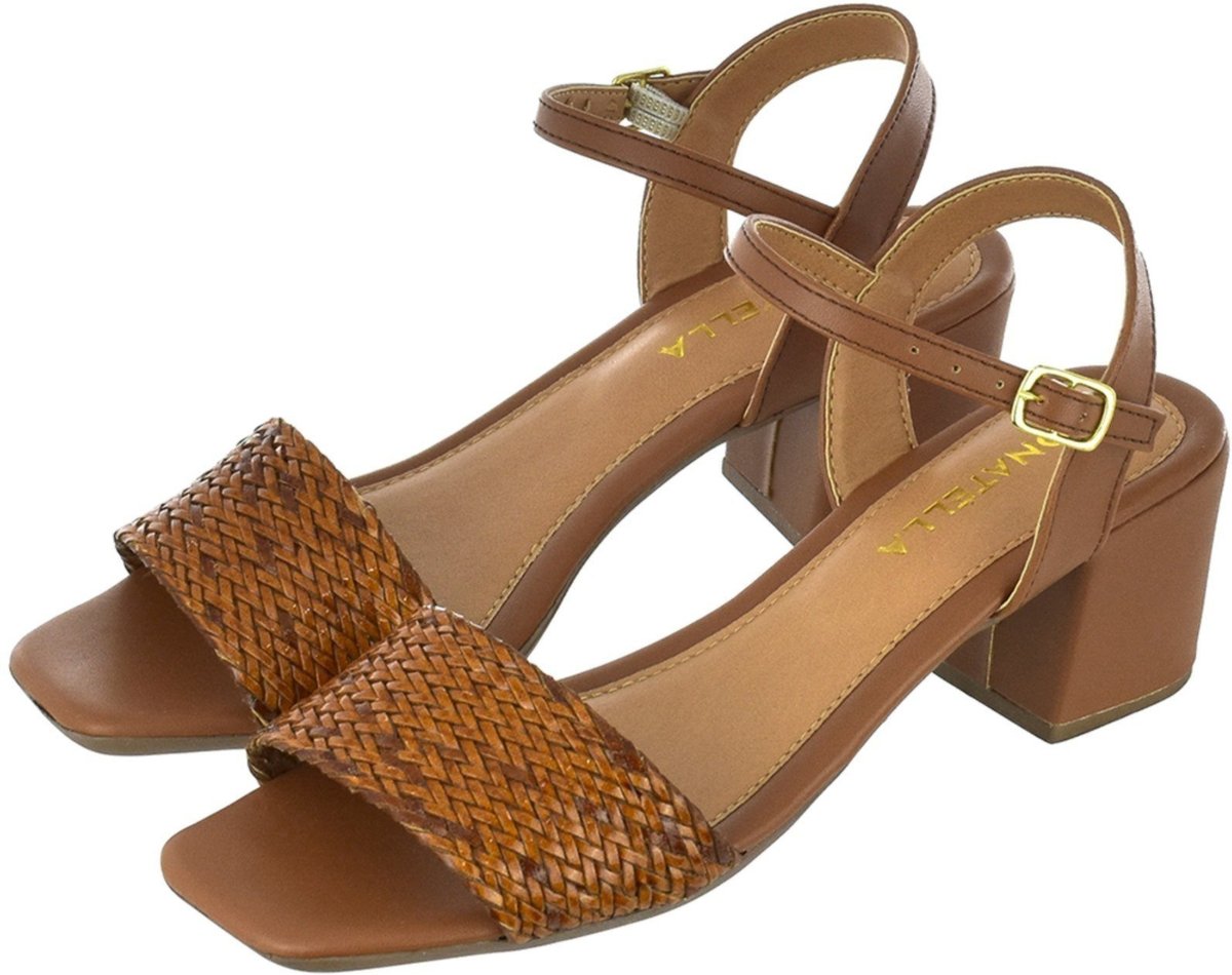 Sandália Feminina Tamanco Salto Alto Bloco CM Calçados tira trançado