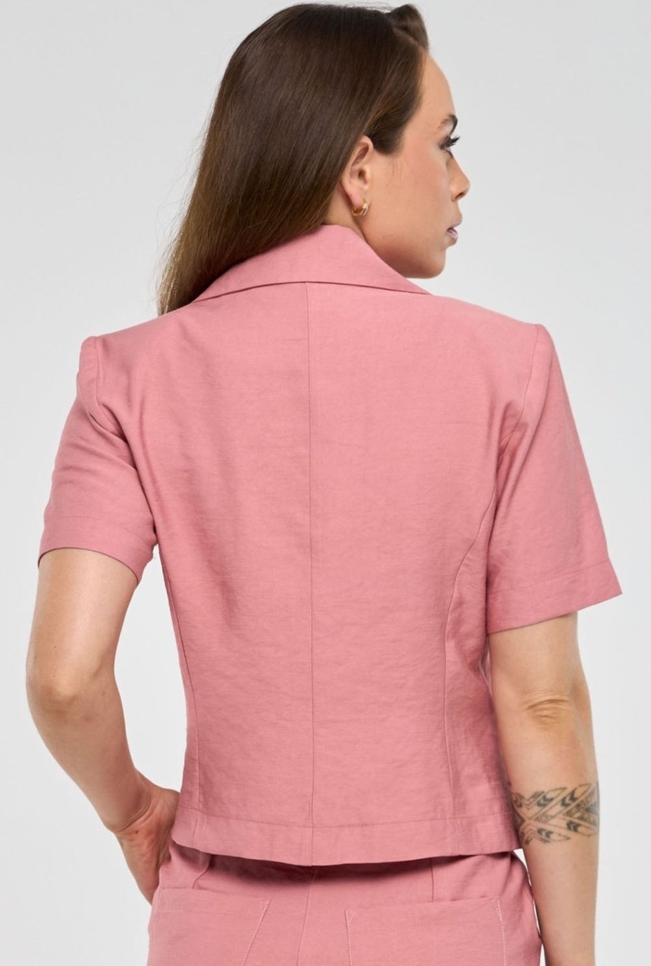 Blazer PKS Alfaiataria Em Viscose Rosê