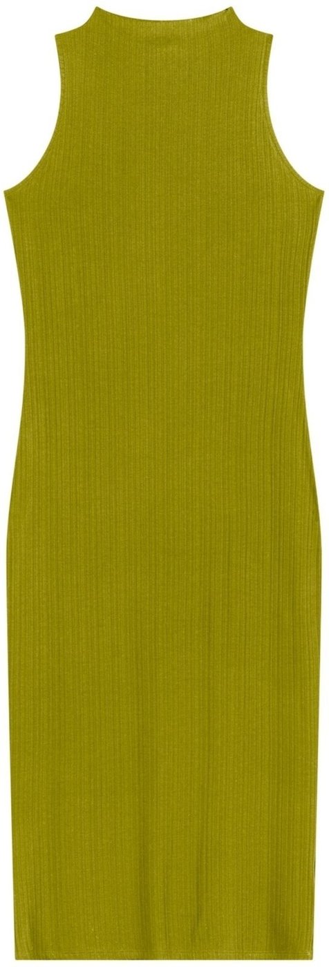 Vestido Midi Canelado Sem Mangas Com Gola Alta