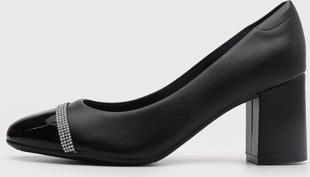 Imagem principal Scarpin Feminino Beira Rio Salto Grosso Pedraria Preta preto BEIRA RIO preto