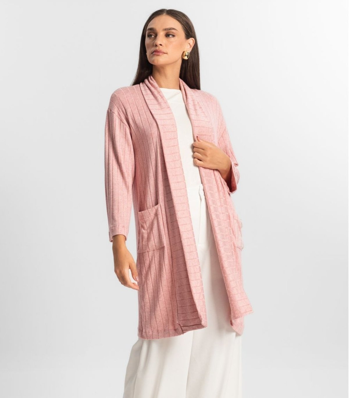 Imagem principal Cardigan Tricot Alongado Feminino Endless rosa Endless rosa