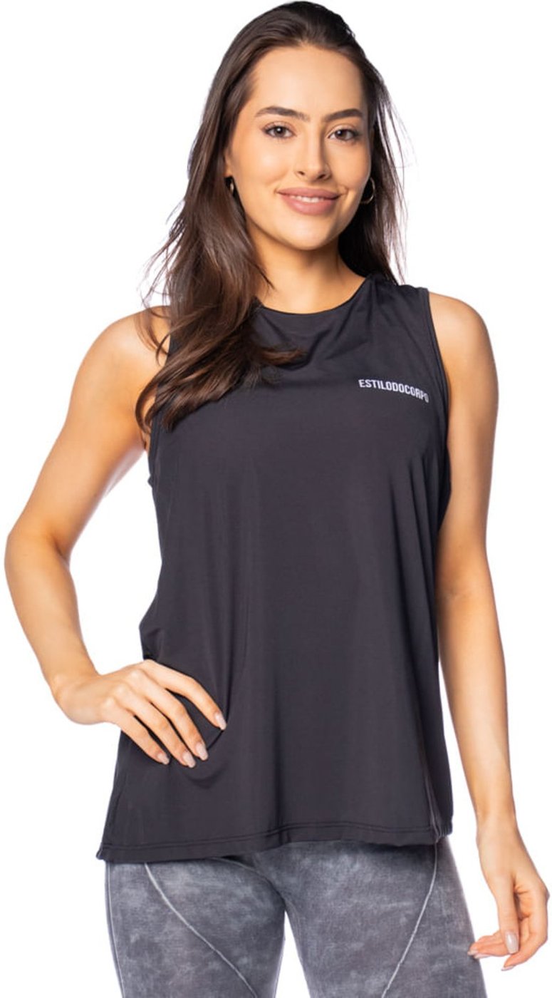 Imagem principal Regata Feminina Estilo do Corpo Alongada preto Estilo Do Corpo preto