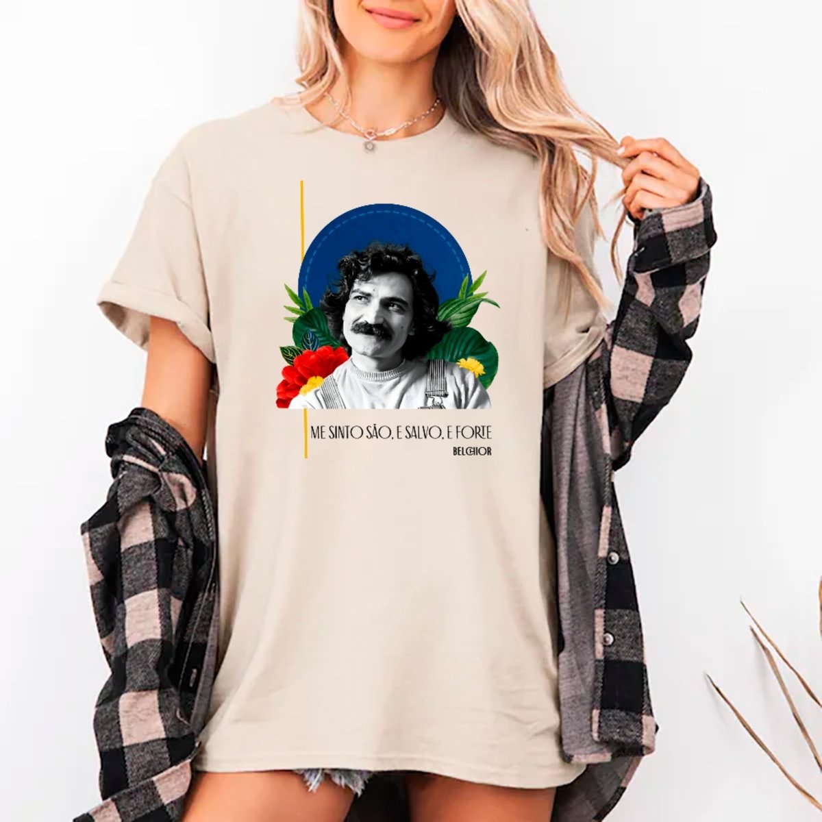 Imagem principal Camiseta Ousy Básica Belchior Estampa Poética Cultura Brasileira Unissex Off White off-white white ousy off-white white