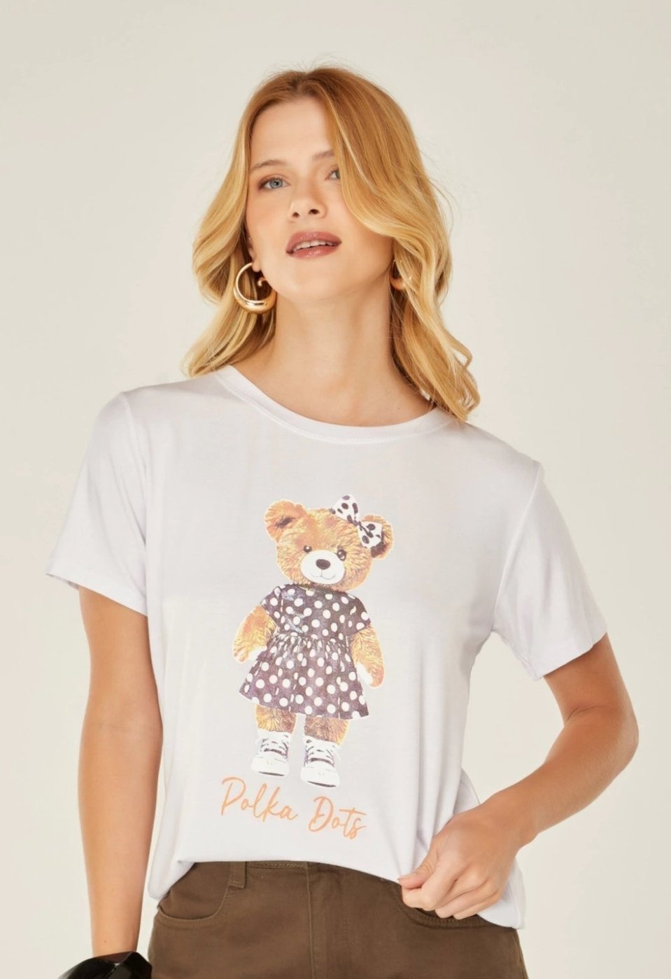 Imagem principal Tshirt Oversize D Bell Outlet Fashion - Urso Polka Dots Branco lilás D BELL OUTLET FASHION lilás
