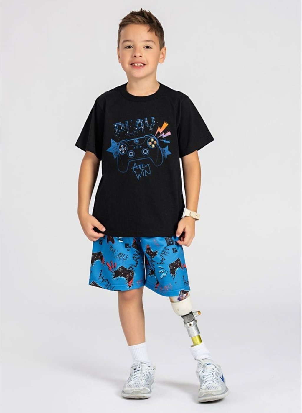 Imagem principal Infantil - Conjunto Curto Menino Blusa e Bermuda Play Molekada preto Molekada preto