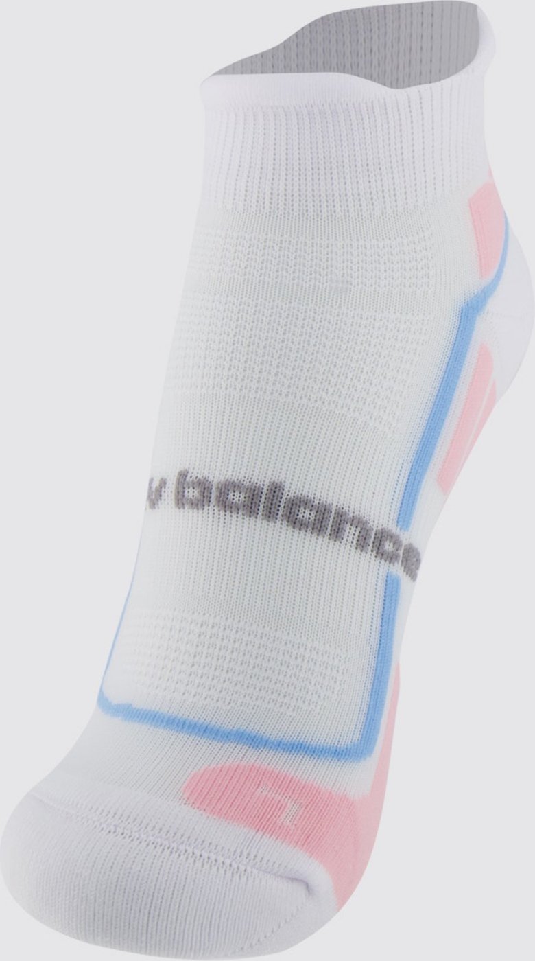 Meia New Balance Cano Invisível Performance Feminina Branca e Rosa
