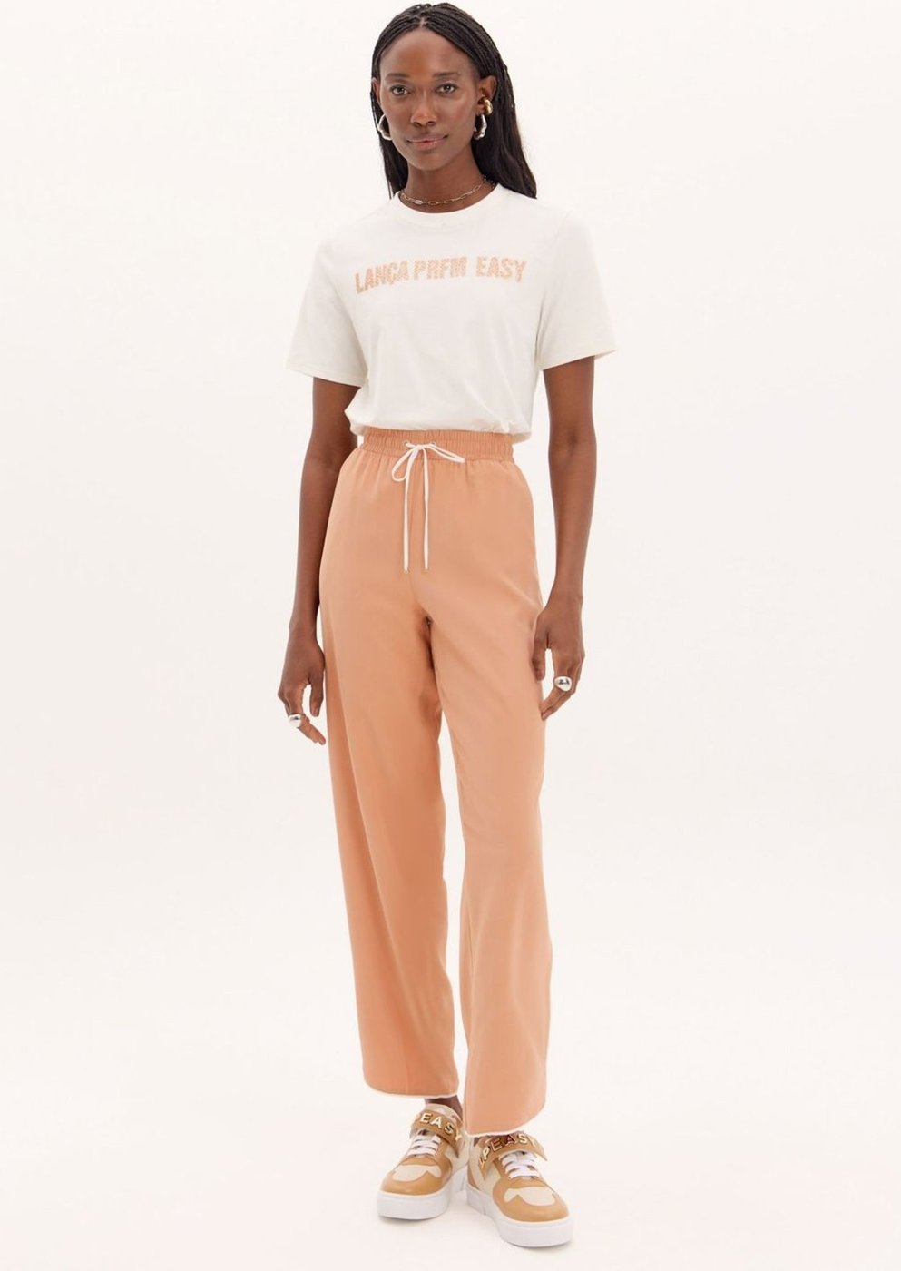 Calça Reta Com Amarração