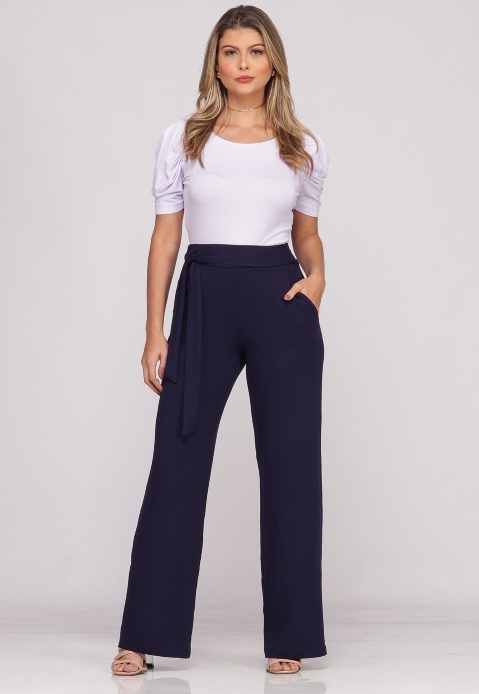 Imagem principal Calça Pantalona Cós largo Bolsos B’Bonnie Sheila BBonnie azul marinho BBonnie azul marinho