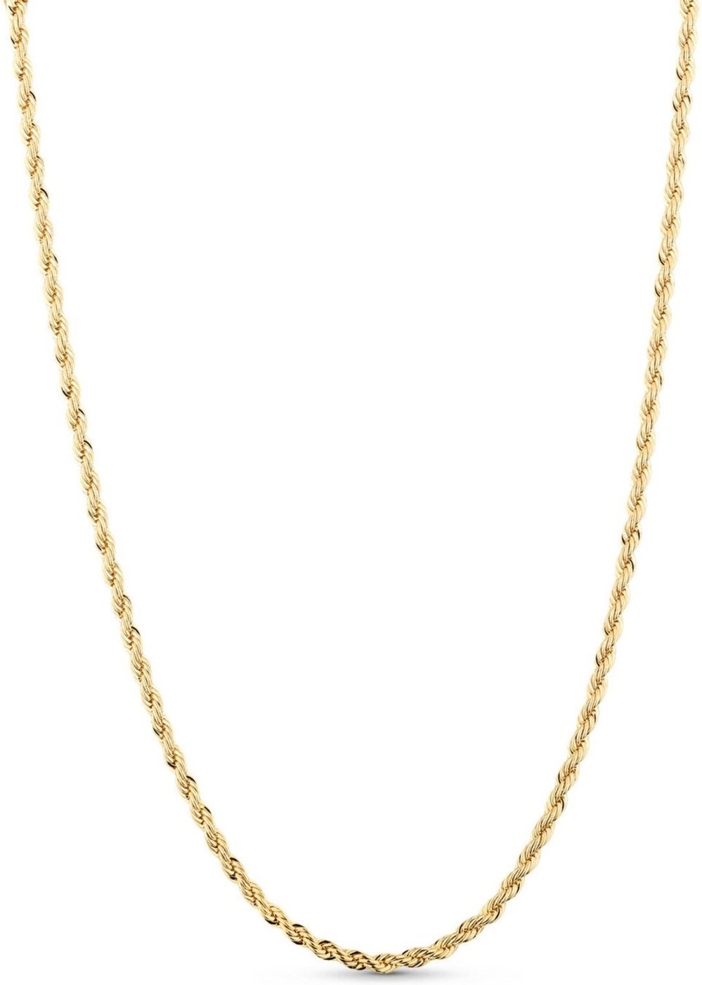 Corrente Semijoia Cordão Baiano Alto Brilho 2Mm Banhado A Ouro 18K Co