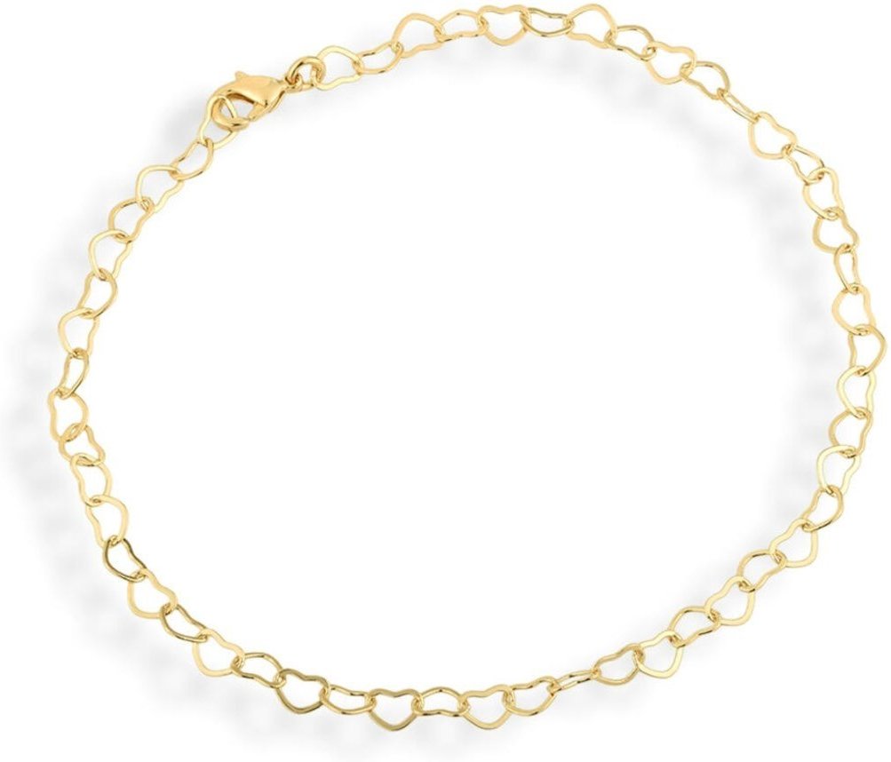 Pulseira Semijoia Elos Coração Lisa Banhado A Ouro 18K Pu