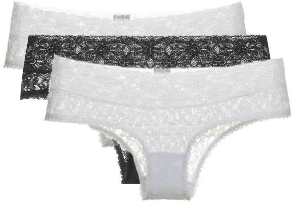 Imagem principal Kit 3 Calcinhas Caleçon Sweet Lace Branco e Preto Loungerie incolor Loungerie incolor