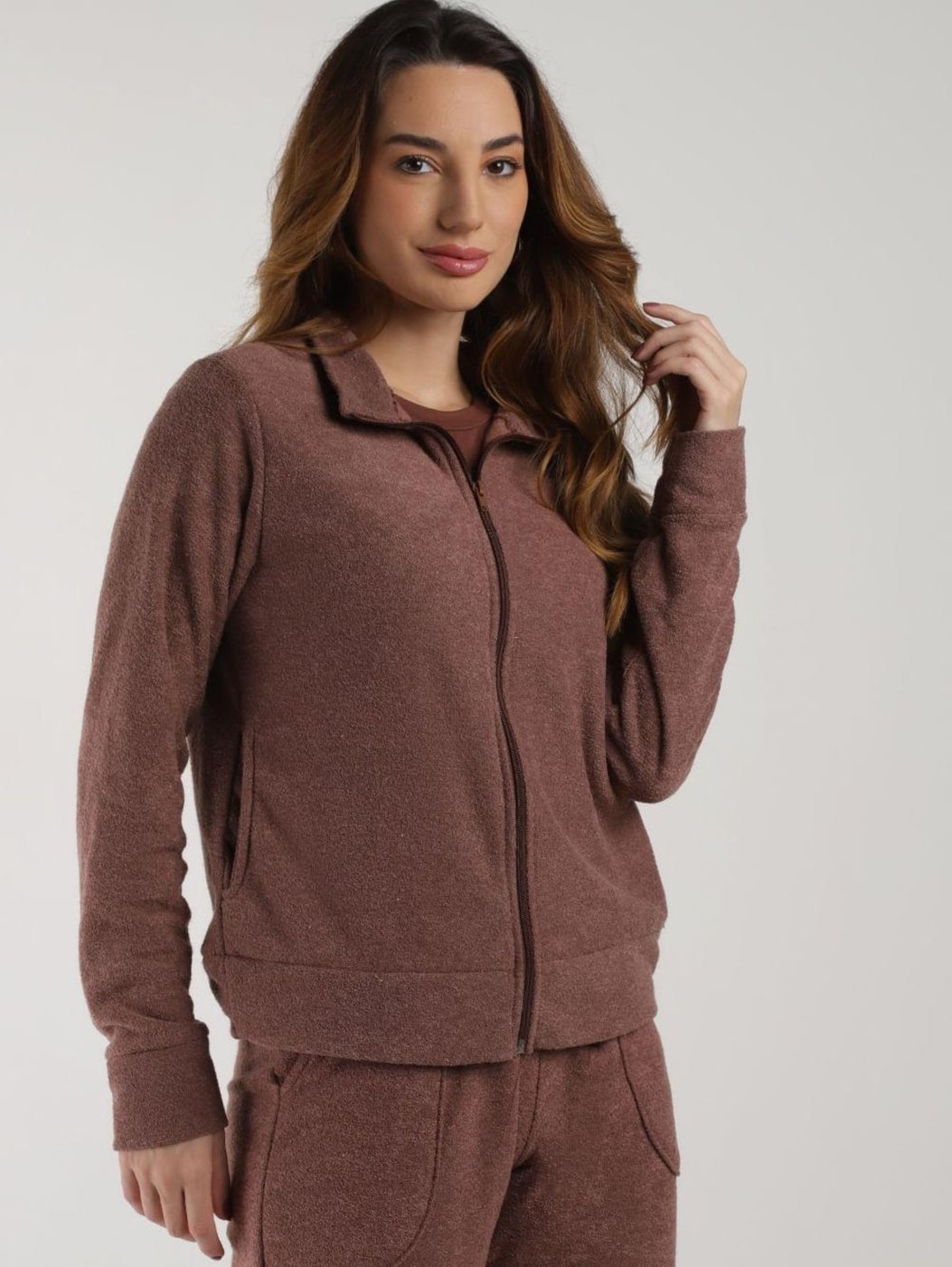 Jaqueta Bouclê Felpado Feminino