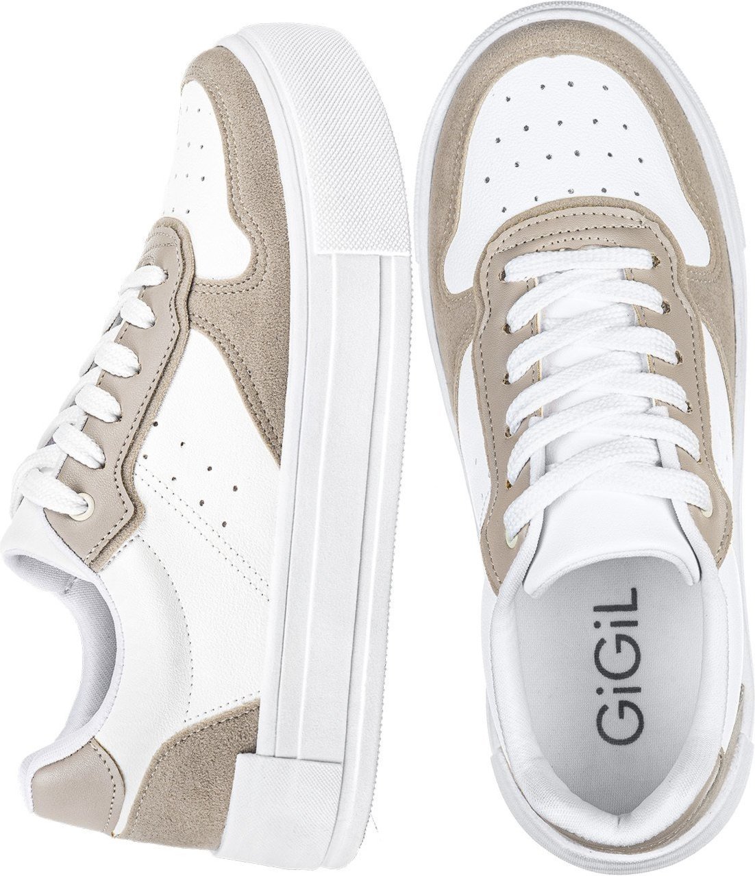 Tenis Casual Feminino Gigil Recortes Retrô Areia