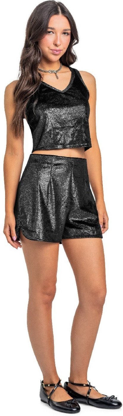 Imagem principal Infantil - Conjunto Top e Short em Veludo Brilho Gloss preto Gloss preto