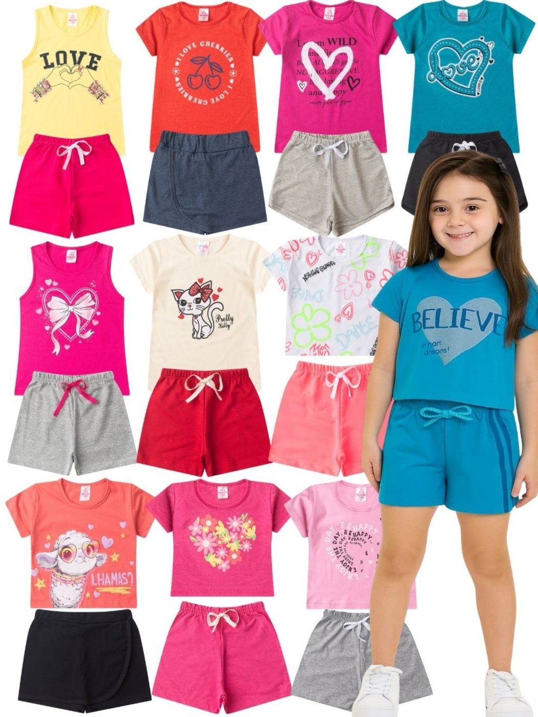 Imagem principal Infantil - Kit 5 Conjuntos Infantis para Meninas Sortido Tamanho 4 ao 14 GKS multicolorido GKS multicolorido