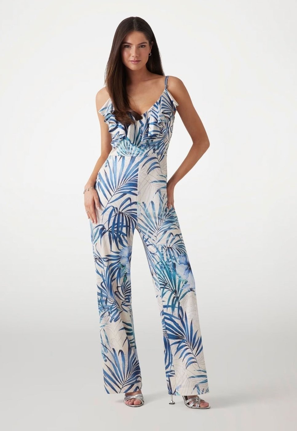 Imagem principal Macacão Guess Decote Babados Eco Azul azul marinho Guess azul marinho