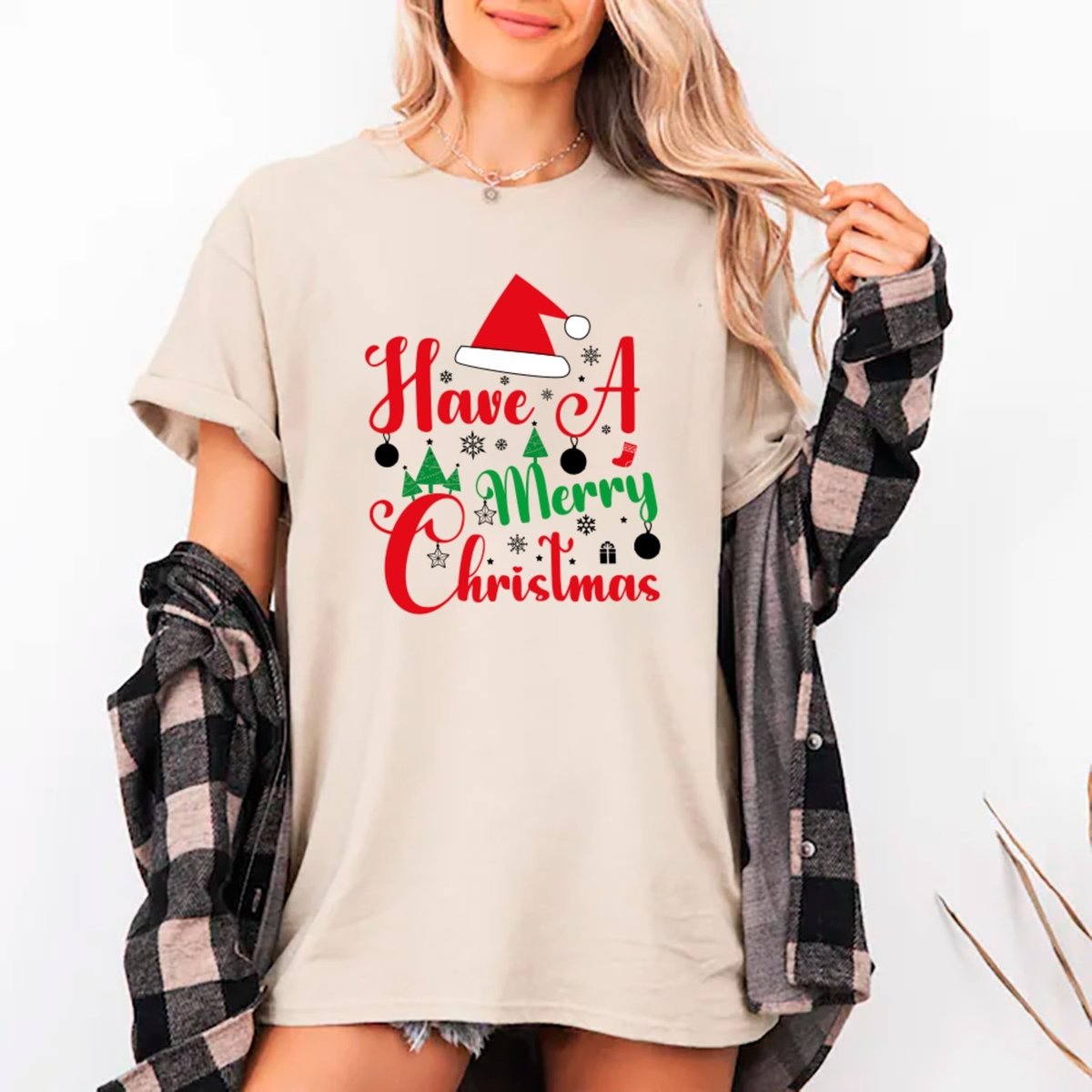 Imagem principal Camiseta Ousy Oversized Estampa Have A Merry Christmas Natal Unissex Off White off-white white ousy off-white white