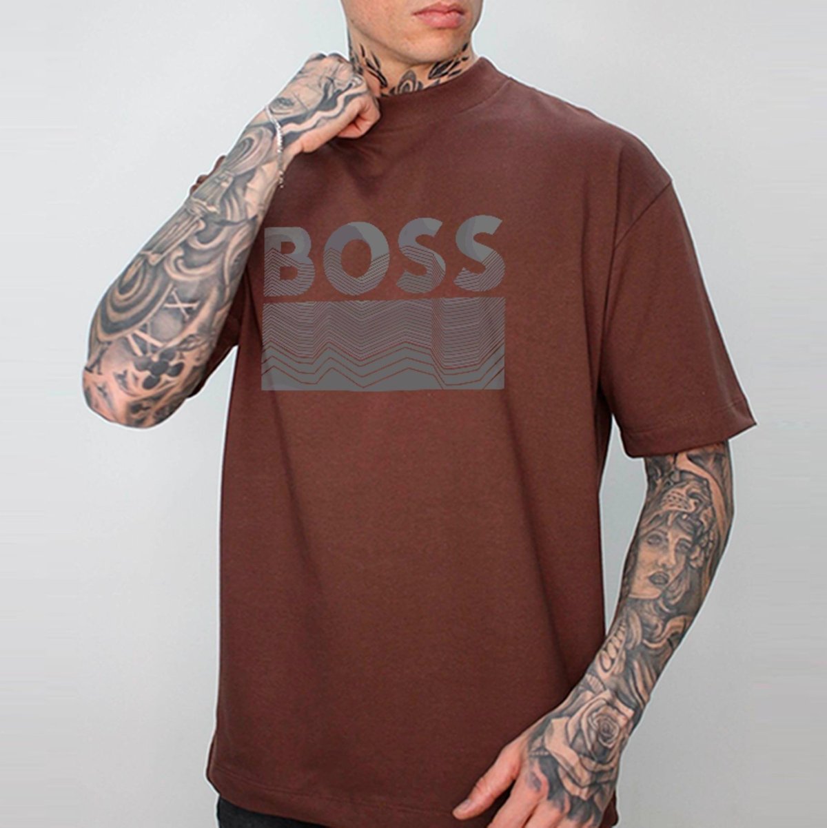 Imagem principal Camiseta Oversized Boss Estética Moderna Casual Luxo ousy marrom ousy marrom