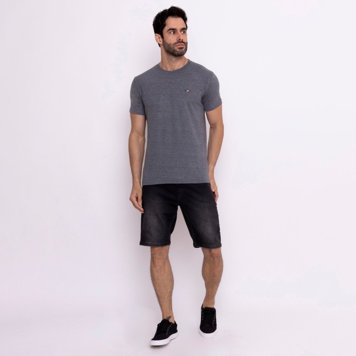 Imagem principal Camisetas FMF Básicas Masculina em Algodão Premium no Estilo Tommy Bordado França Chumbo cinza FMF cinza