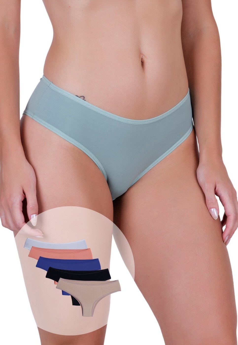 Imagem principal Kit 5 Calcinhas Femininas Microfibra Comportada Laterais Largas Concept Lingerie multicolorido Concept Lingerie multicolorido