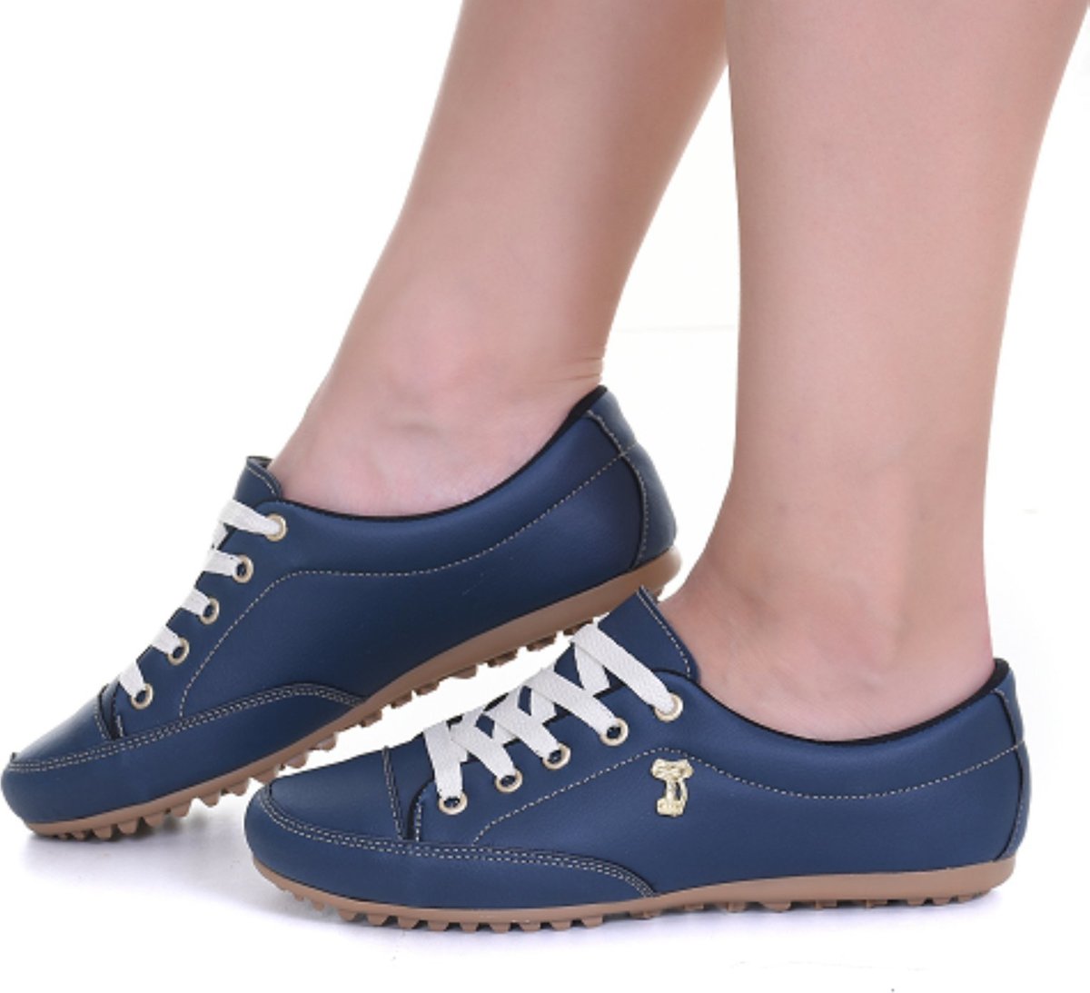 Sapatênis Feminino Comfort Casual Cadarço Cor Broche