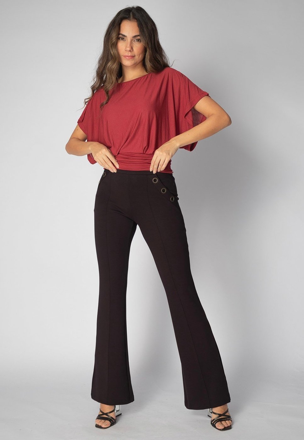 Calça Flare Amazonia Vital Malha com Ilhós Preta