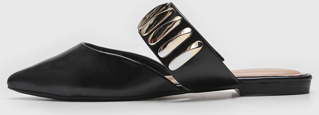 Sapatilha Feminina Via Uno Bico Fino Detalhe Metálico Preta